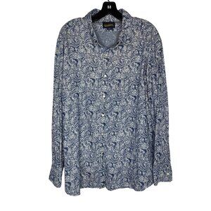 Cremieux Men's Premium Denim Paisley Button-Up Shirt Size XXL
